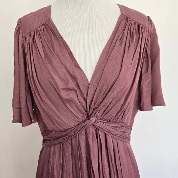 Gal Meets Glam Event Dress Maxi Pleated Wedding Guest Mauve Silky Women 8 - Picture 5 of 14